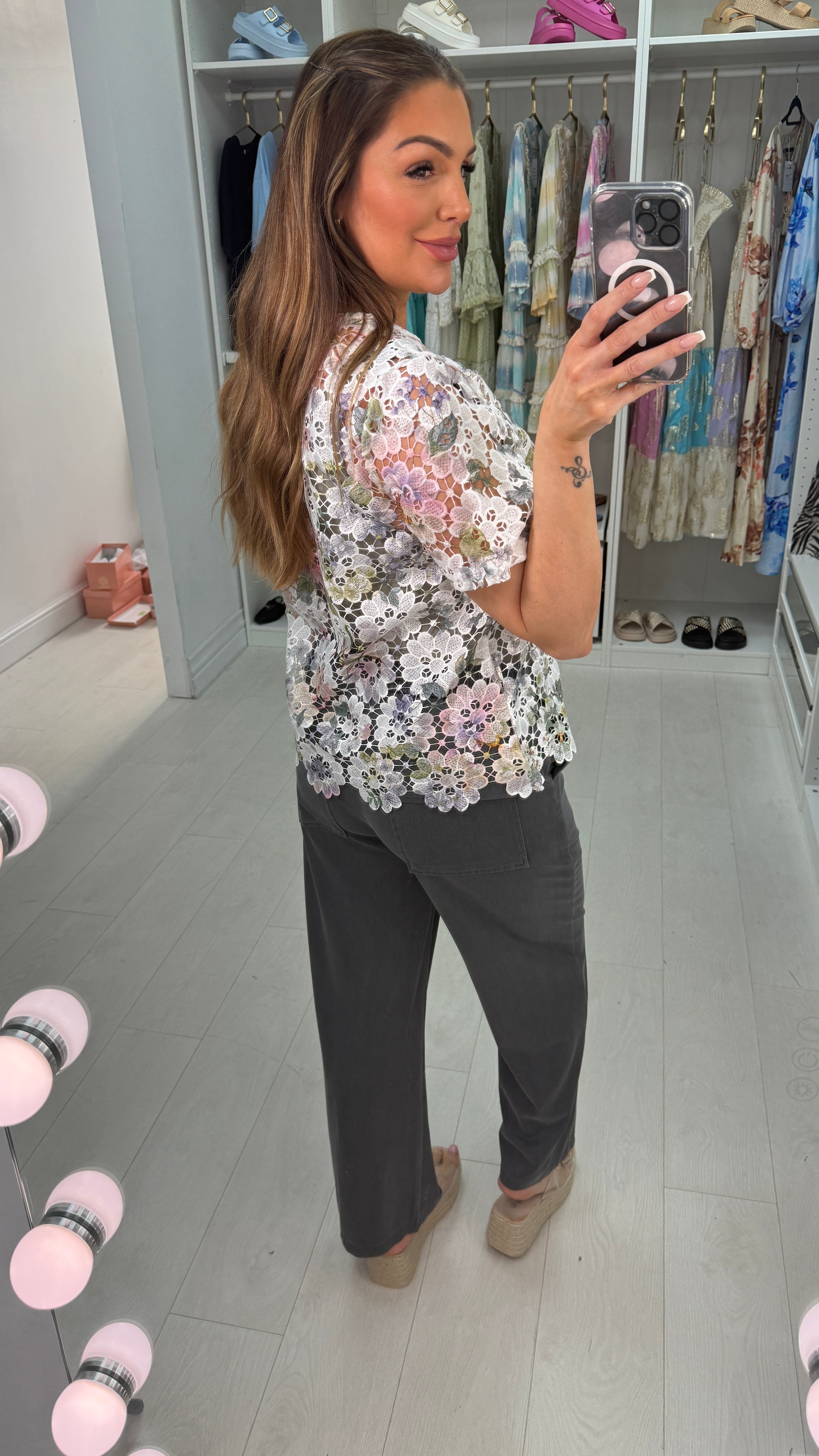 Phoenix Floral Lace Short Sleeve top