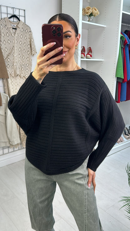 Kiki Plain Ribbed Batwing Jumper