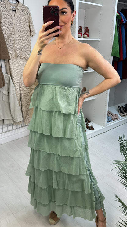 Martha Layered Bardot Ruffle Dress