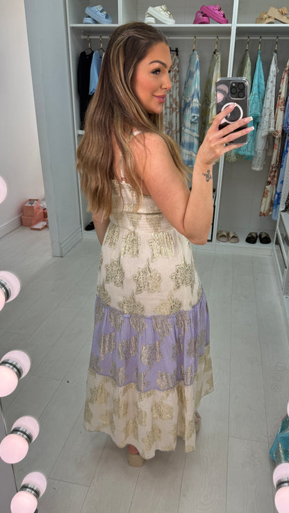 Brittany Gold Detail Elasticated Bust Maxi Dress