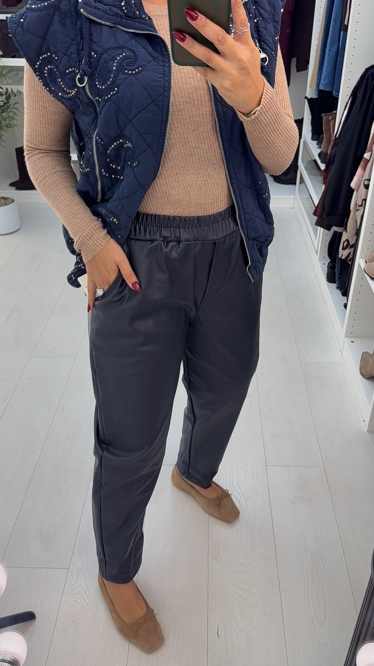 Katlin Faux Leather Elasticated Waist Trousers