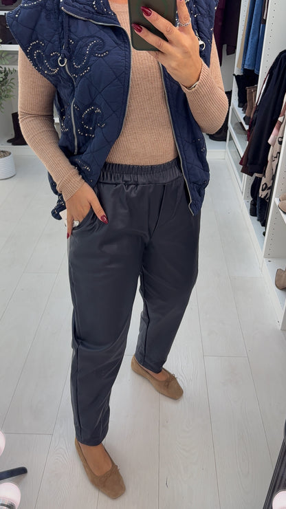 Katlin Faux Leather Elasticated Waist Trousers