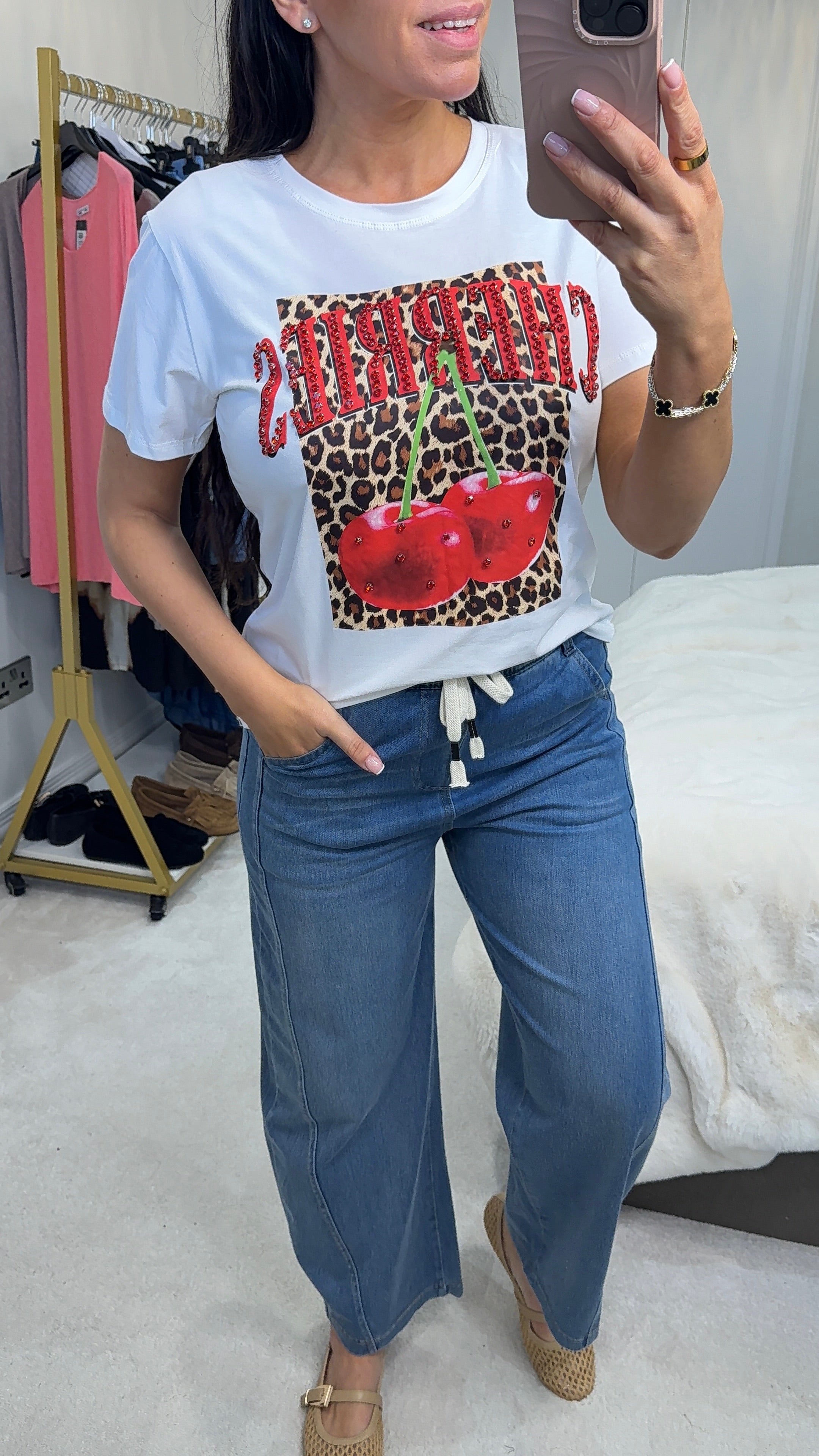 Emily Embellished Cherries Short Sleeve T-Shirt