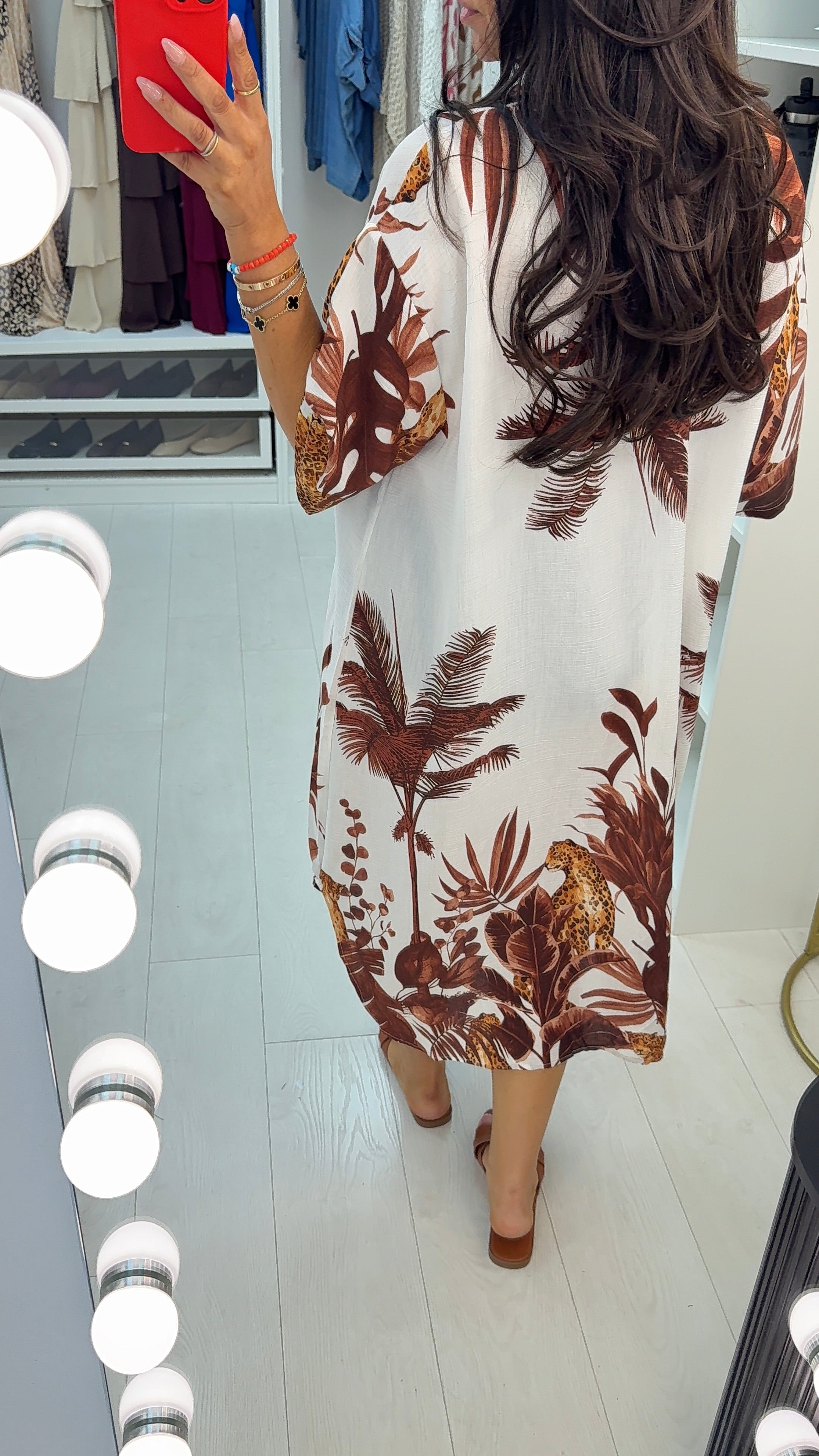 Maizy Jungle Print V Neck Midi Dress