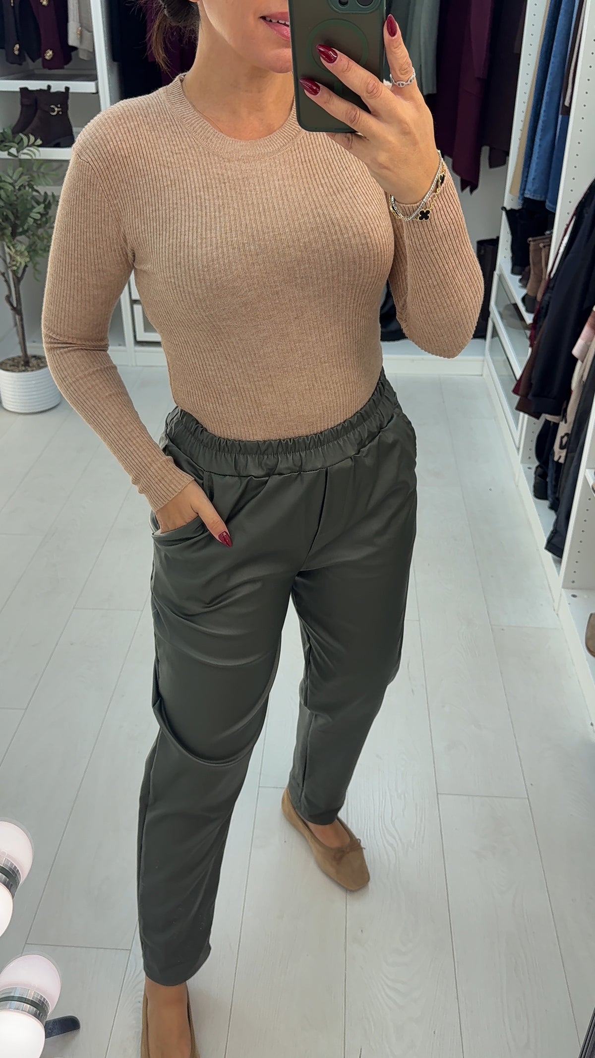 Katlin Faux Leather Elasticated Waist Trousers