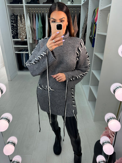 Debra Stitch Detail Roll Neck Knit Jumper