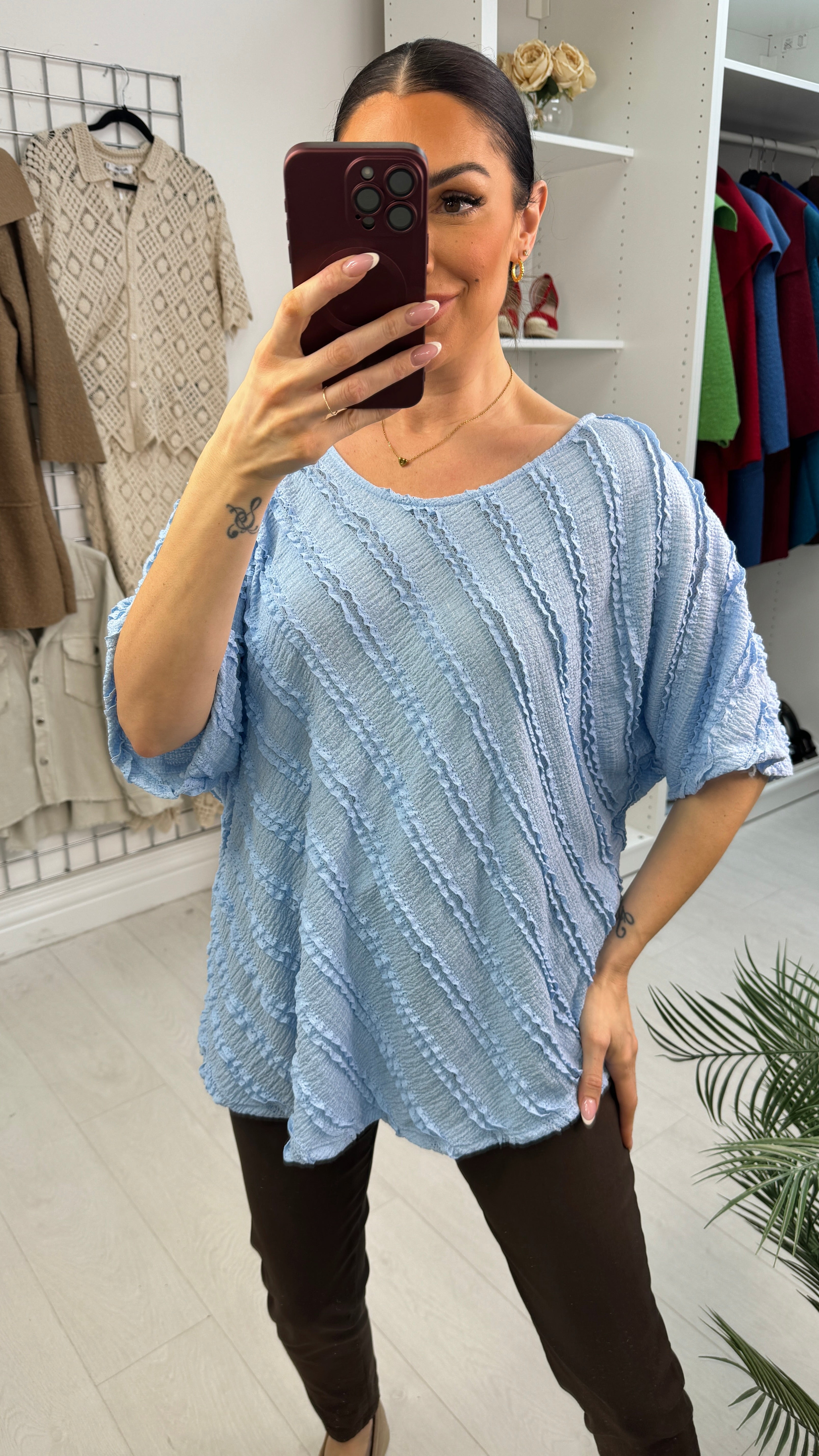 Davinia Ribbon Tie Back Ruffle Top