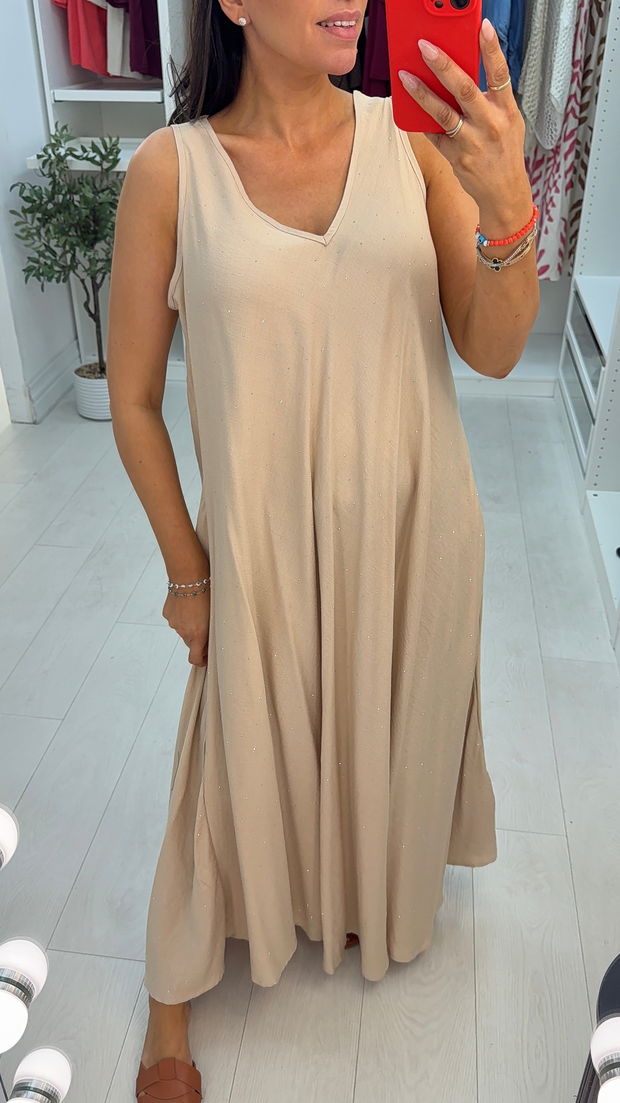 Lysia Plain Embellished Loose Fit Maxi Dress