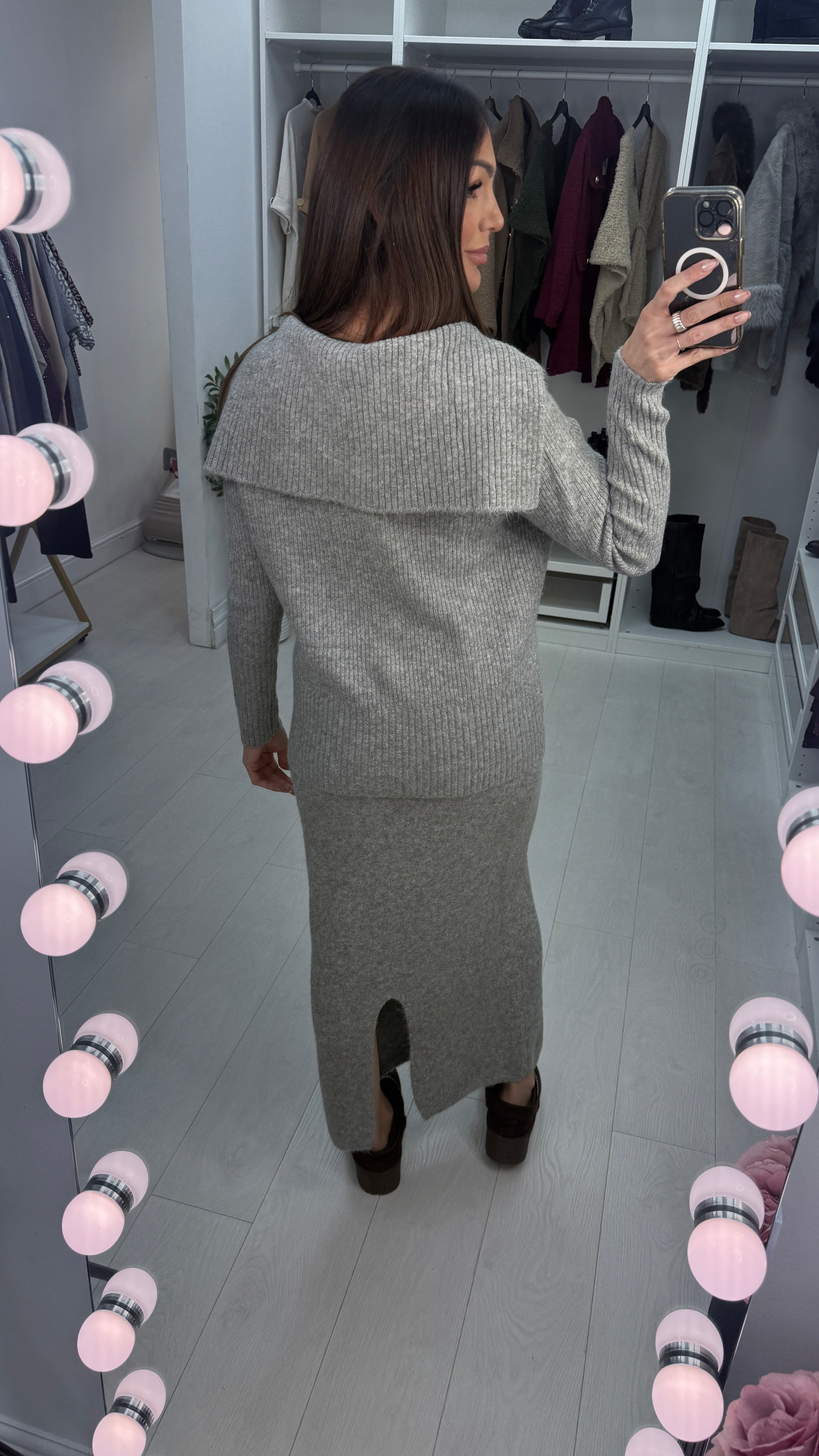 Tarissa Plain Ribbed Zip Front Skirt Co-Ord Set