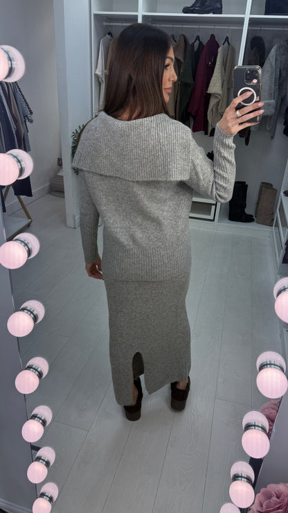 Tarissa Plain Ribbed Zip Front Skirt Co-Ord Set