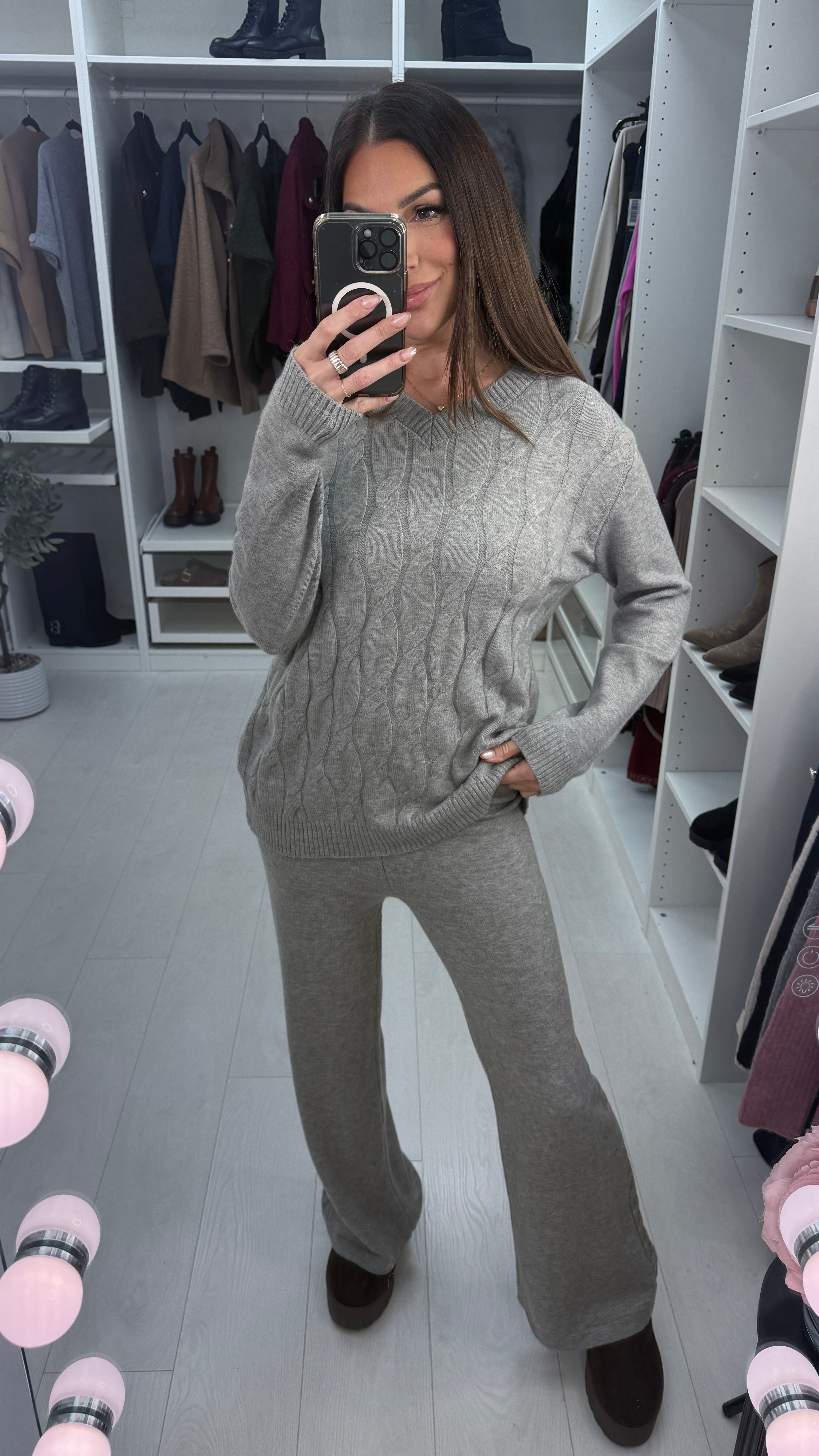 Tianna Plain Cable Knit Loungewear Set