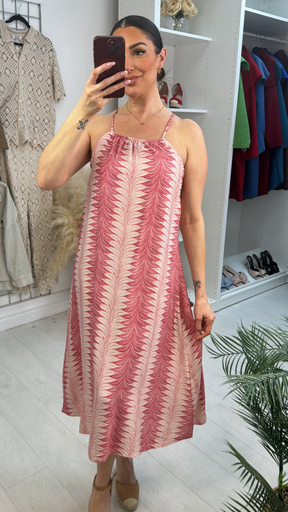 Elenora Abstract Print Strappy Midi Dress