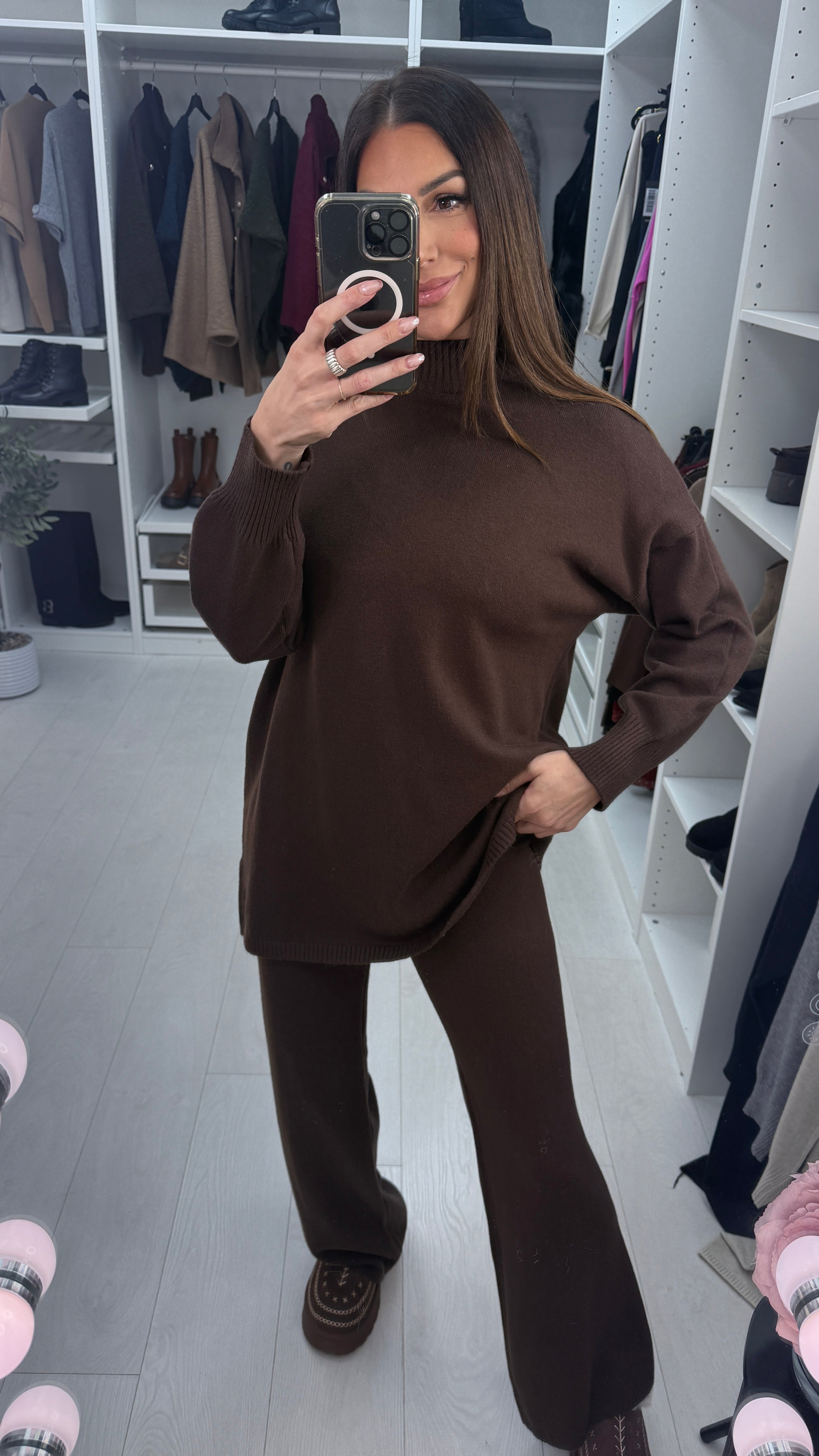 Layanna Plain Button Shoulder Detail Loungewear Set