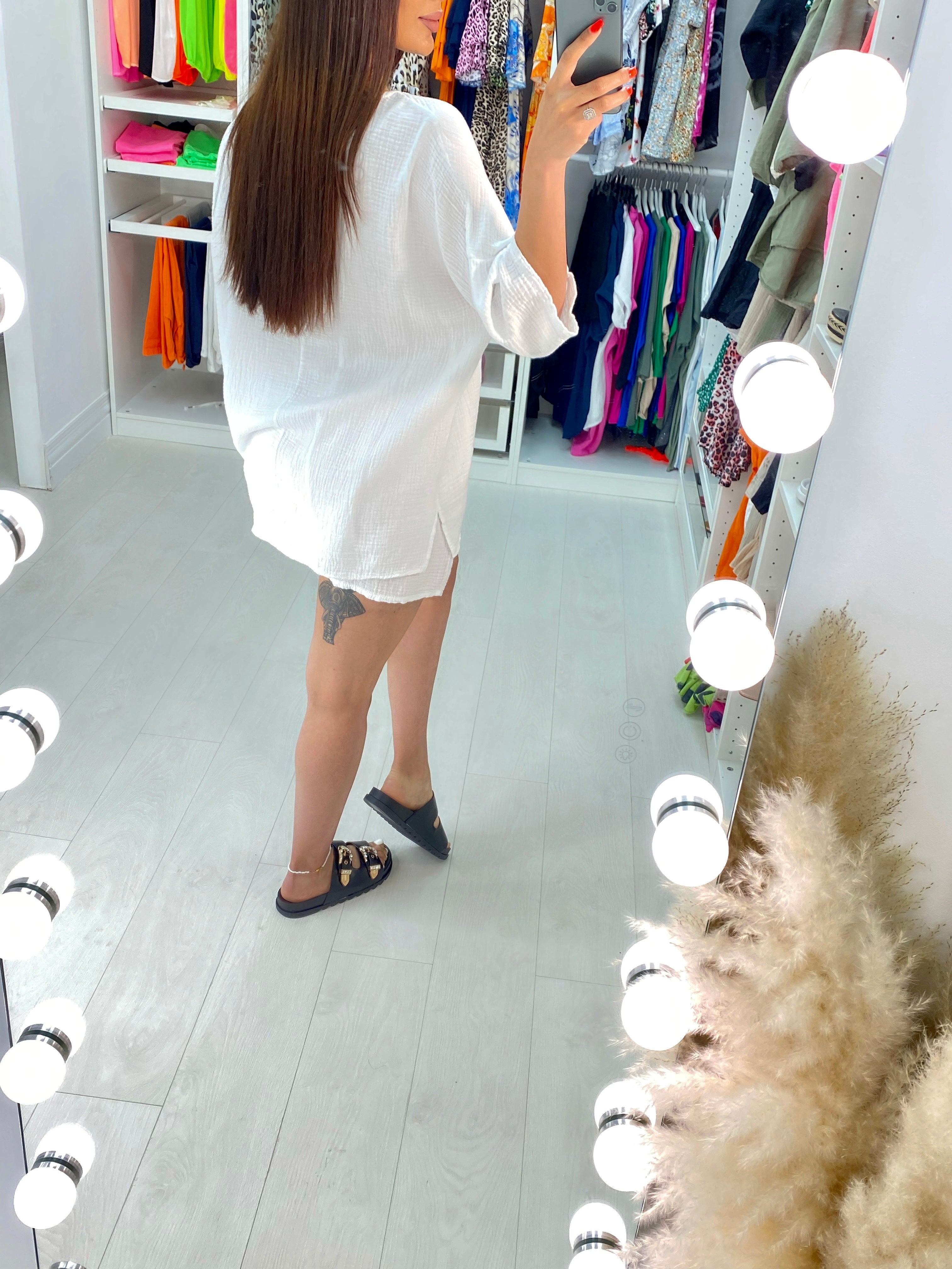 Addiena Cheesecloth Two Piece Shorts Loungewear Set