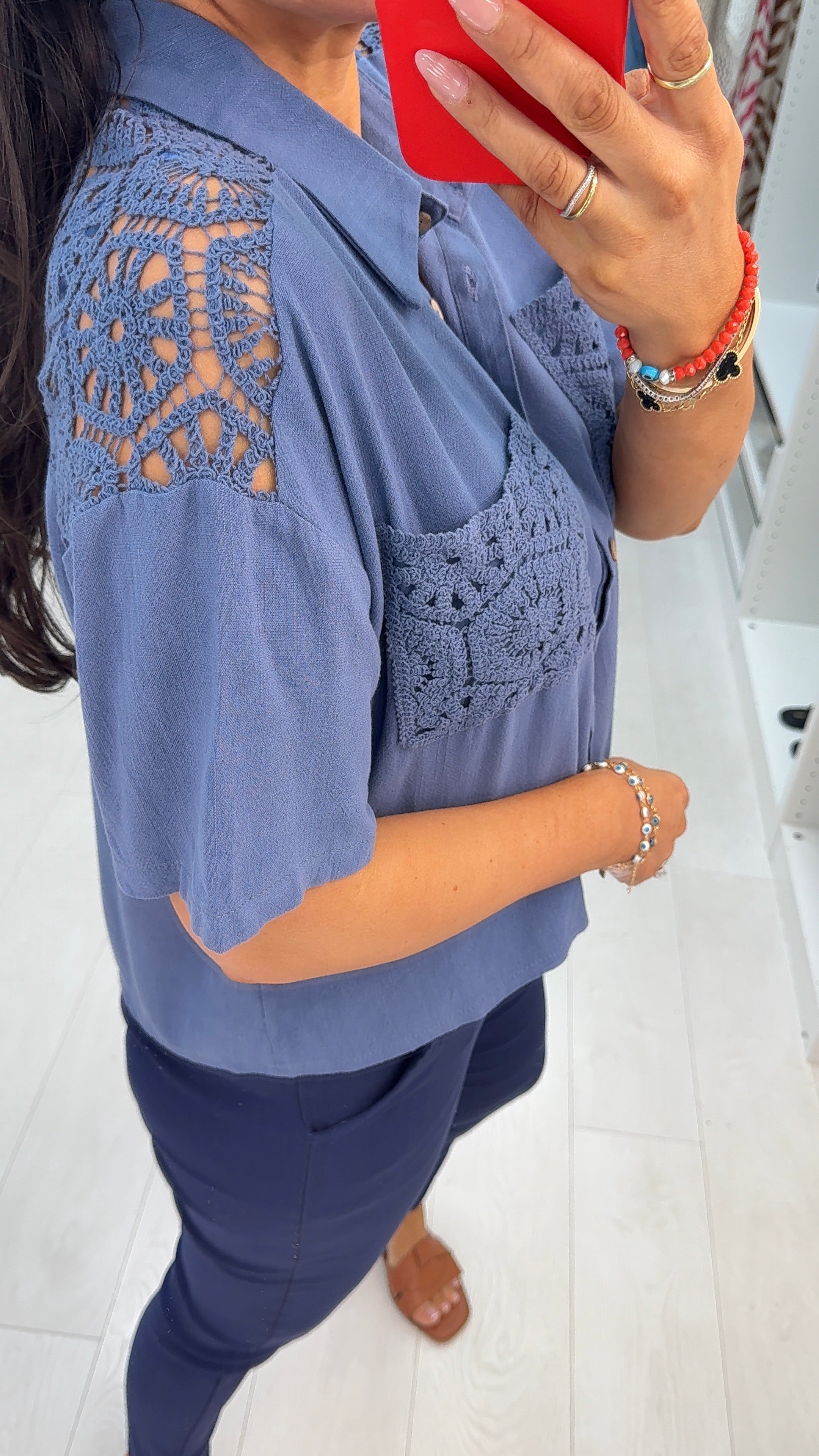 Elenna Crochet Detailed Shirt