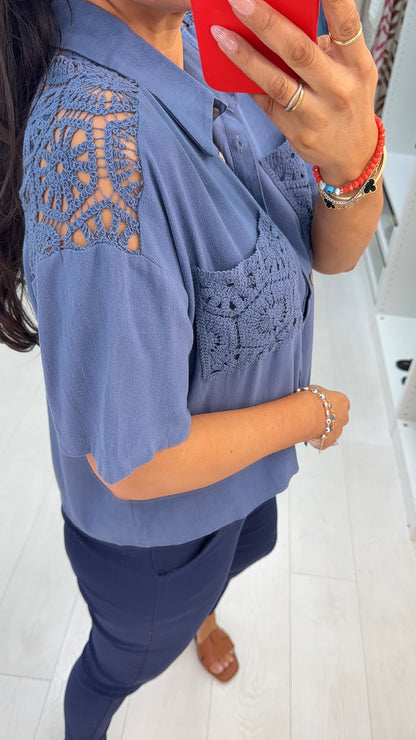Elenna Crochet Detailed Shirt