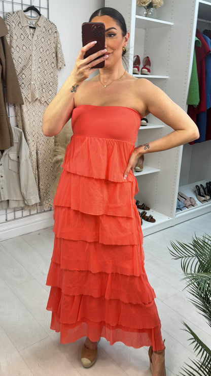 Martha Layered Bardot Ruffle Dress