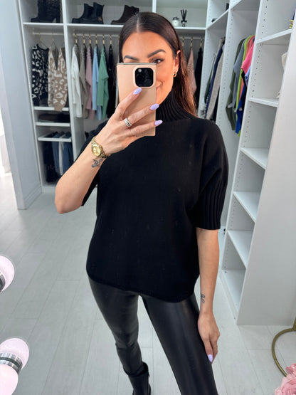 Violet Short Sleeve High Neck Jumper