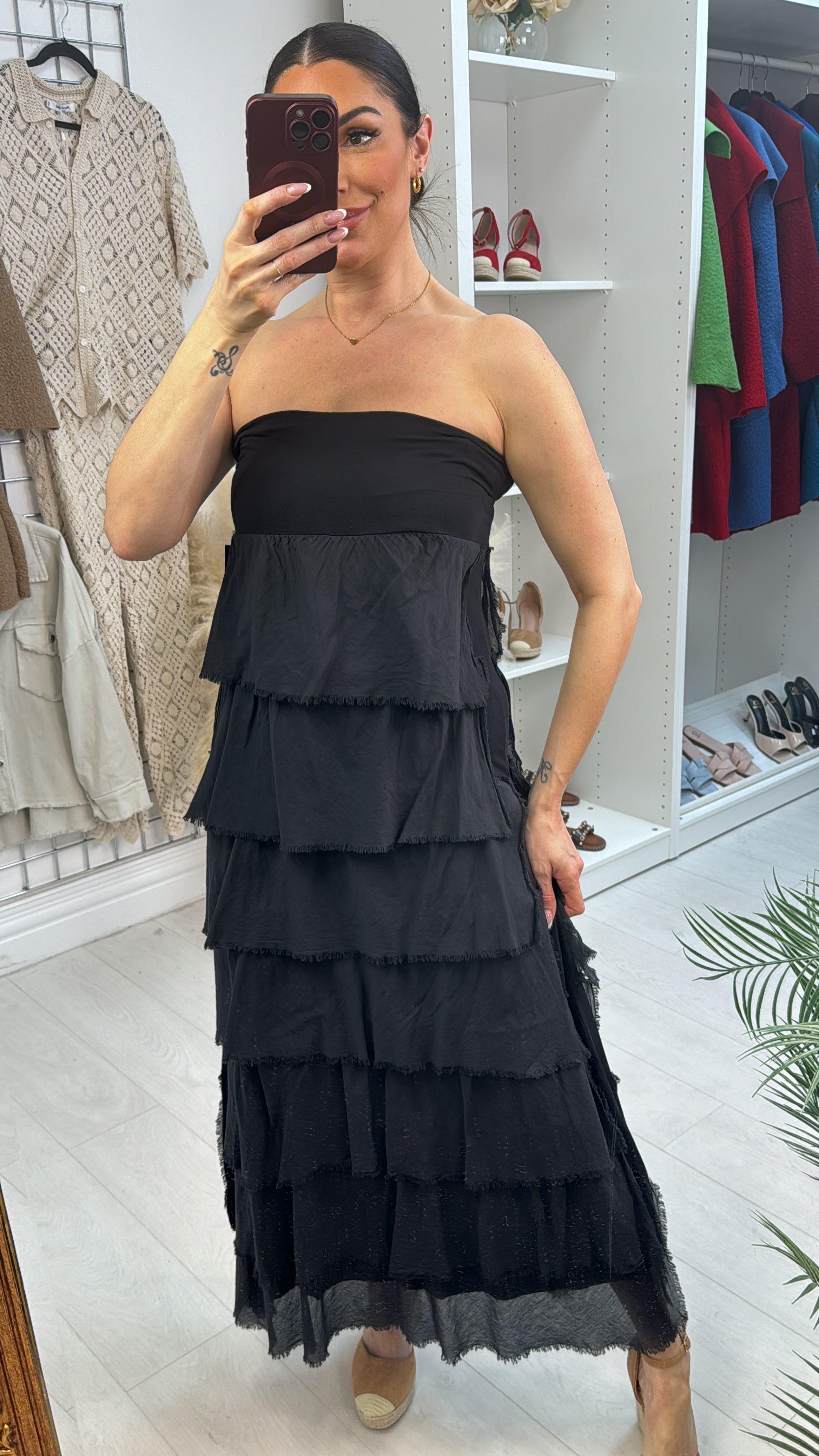 Martha Layered Bardot Ruffle Dress