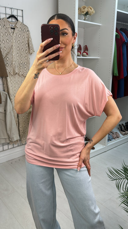 Felicia Plain Round Neck Short Sleeve T-Shirt