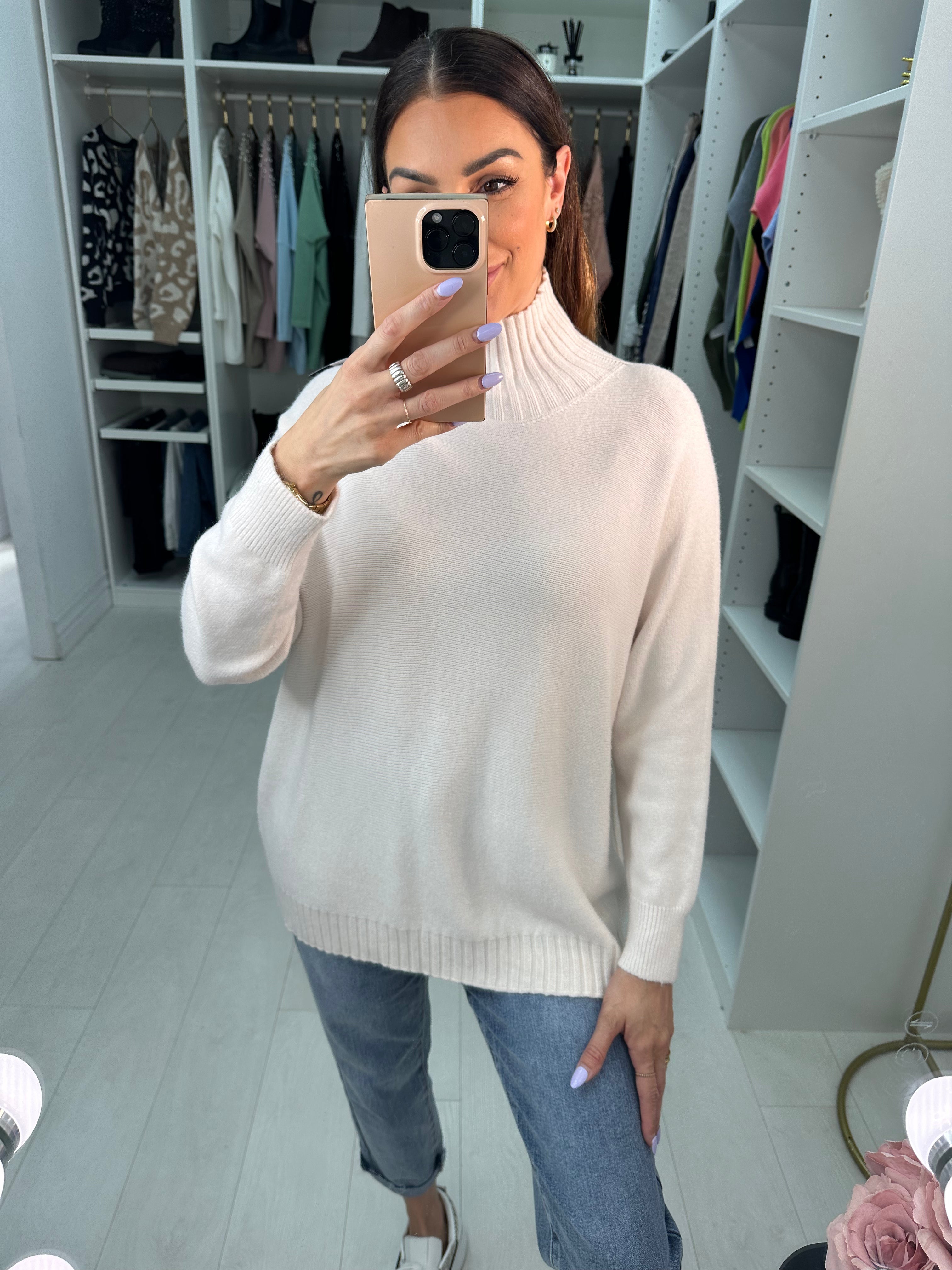 Layal Plain High Neck Jumper