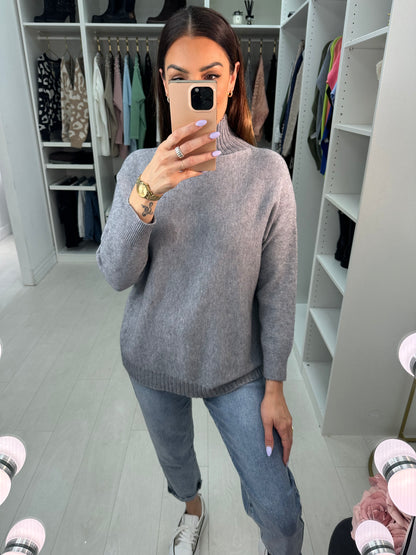 Layal Plain High Neck Jumper