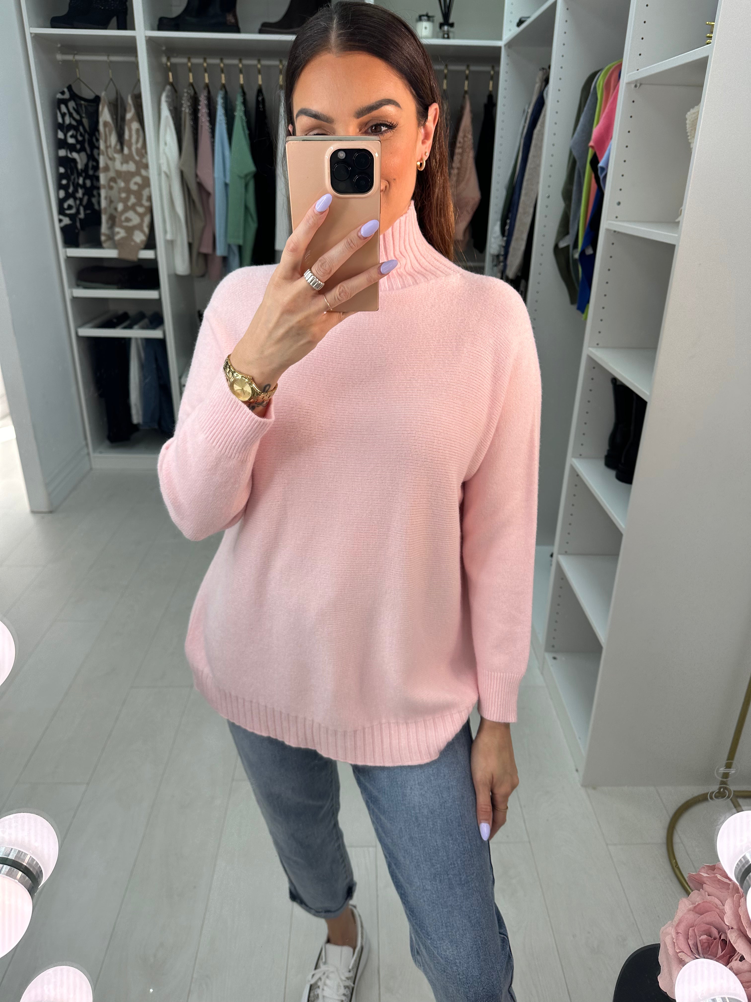 Layal Plain High Neck Jumper