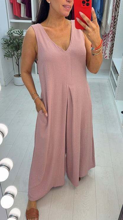 Nya Embellished V Neck Loose Fit Jumpsuit