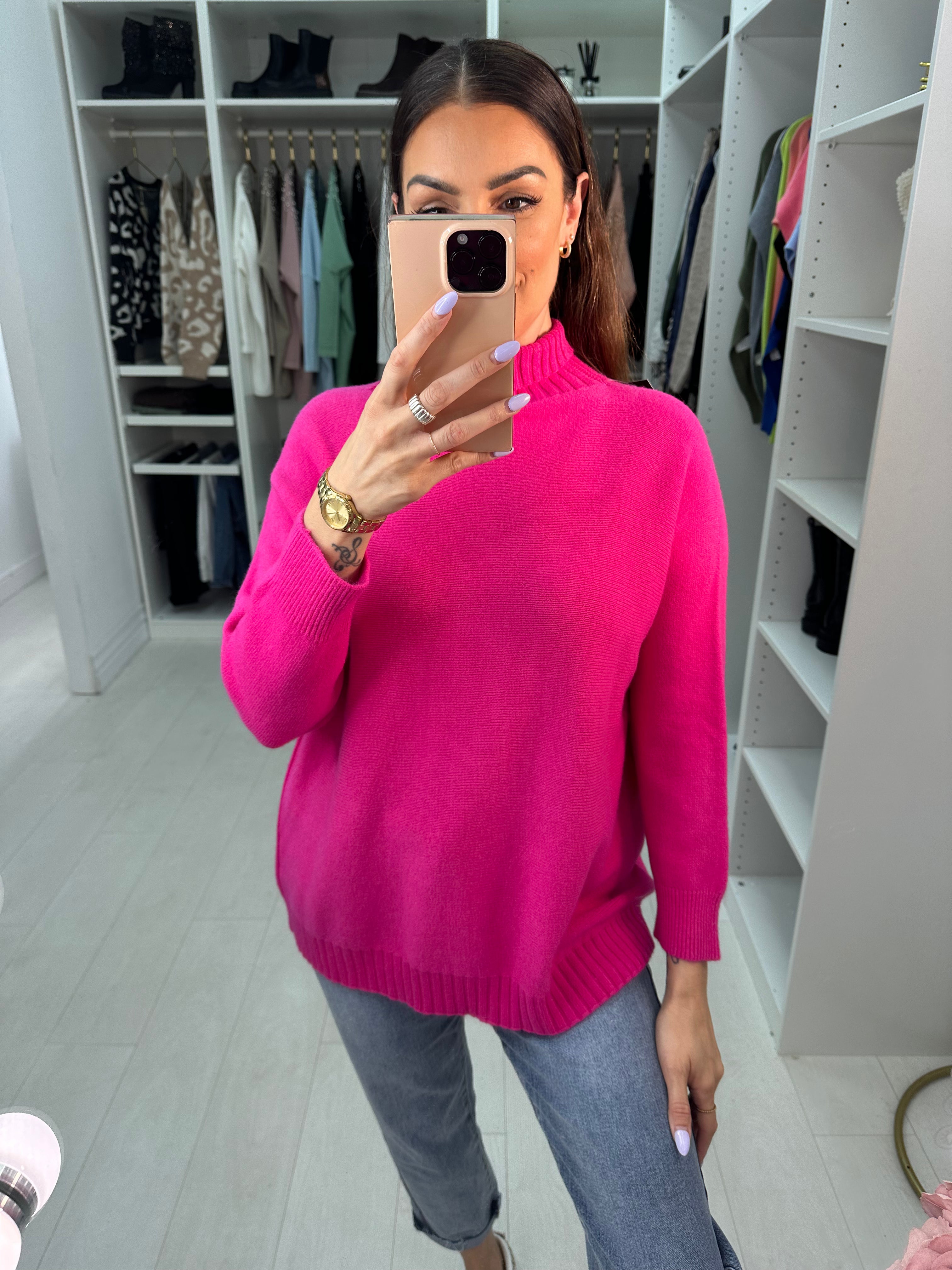 Layal Plain High Neck Jumper