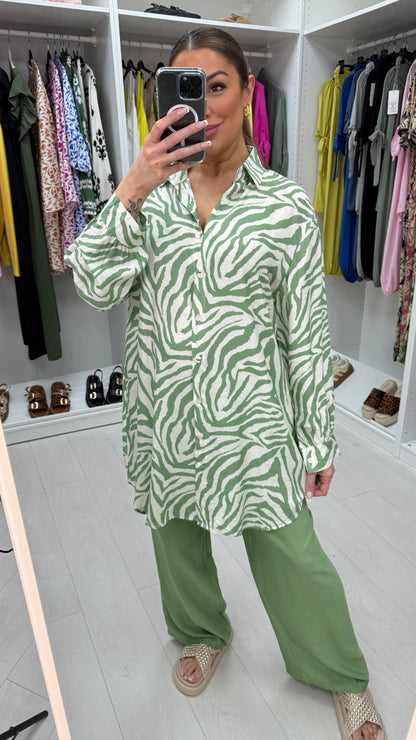 Agunia Zebra Print Oversized Shirt Co-Ord Set