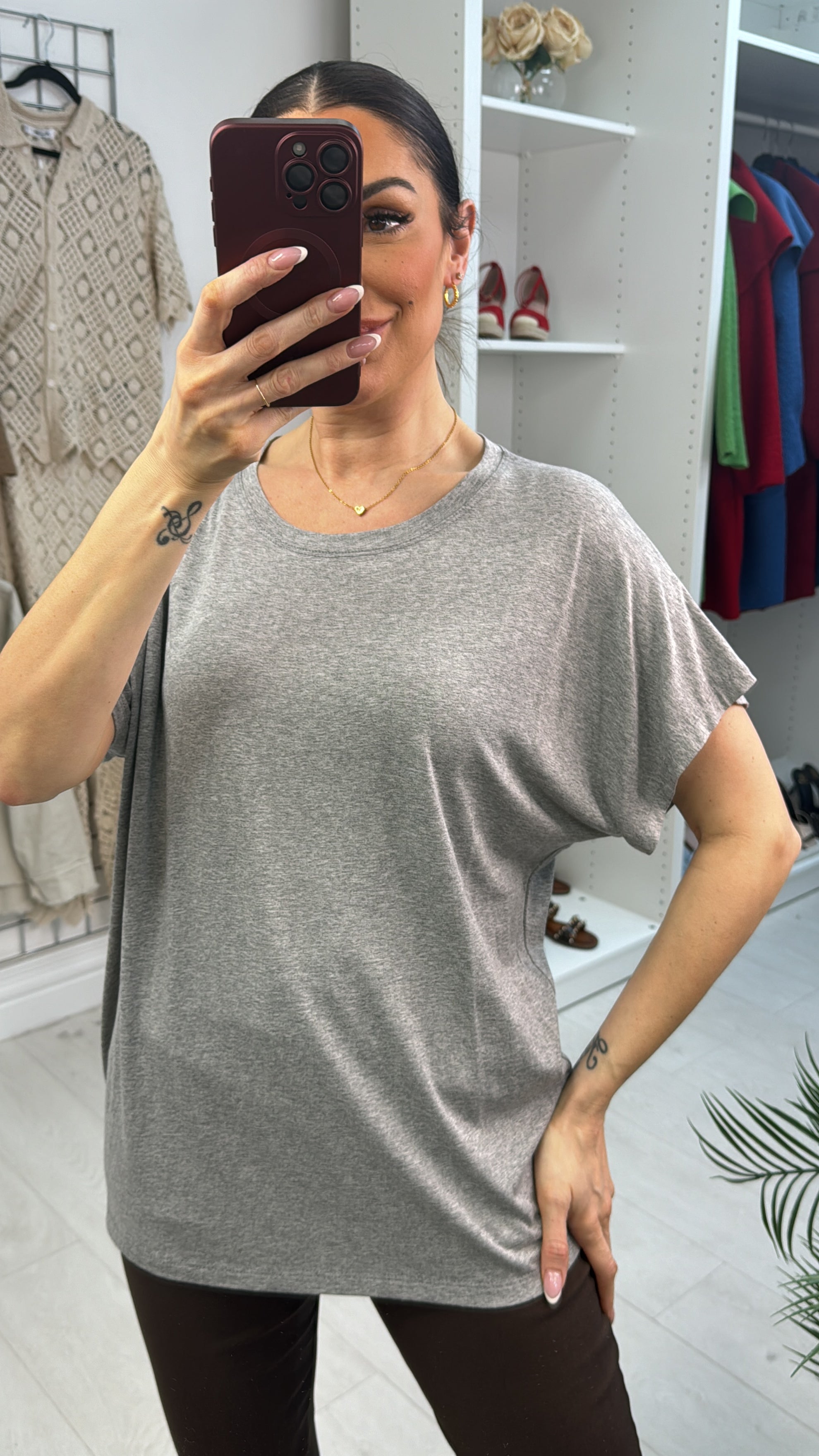Felicia Plain Round Neck Short Sleeve T-Shirt