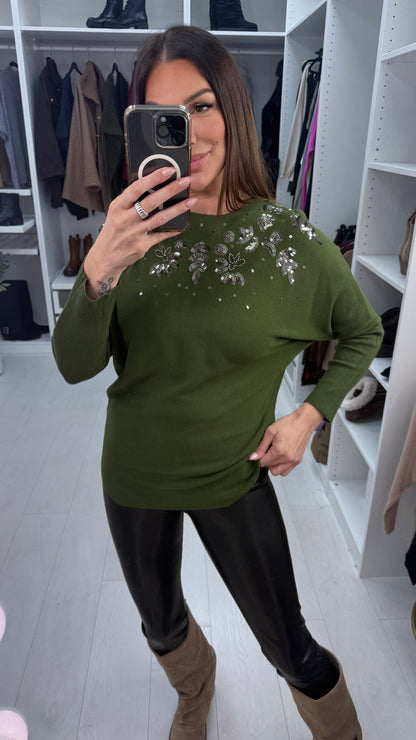 Cailin Sequin Detail Ribbed Knit Jumper