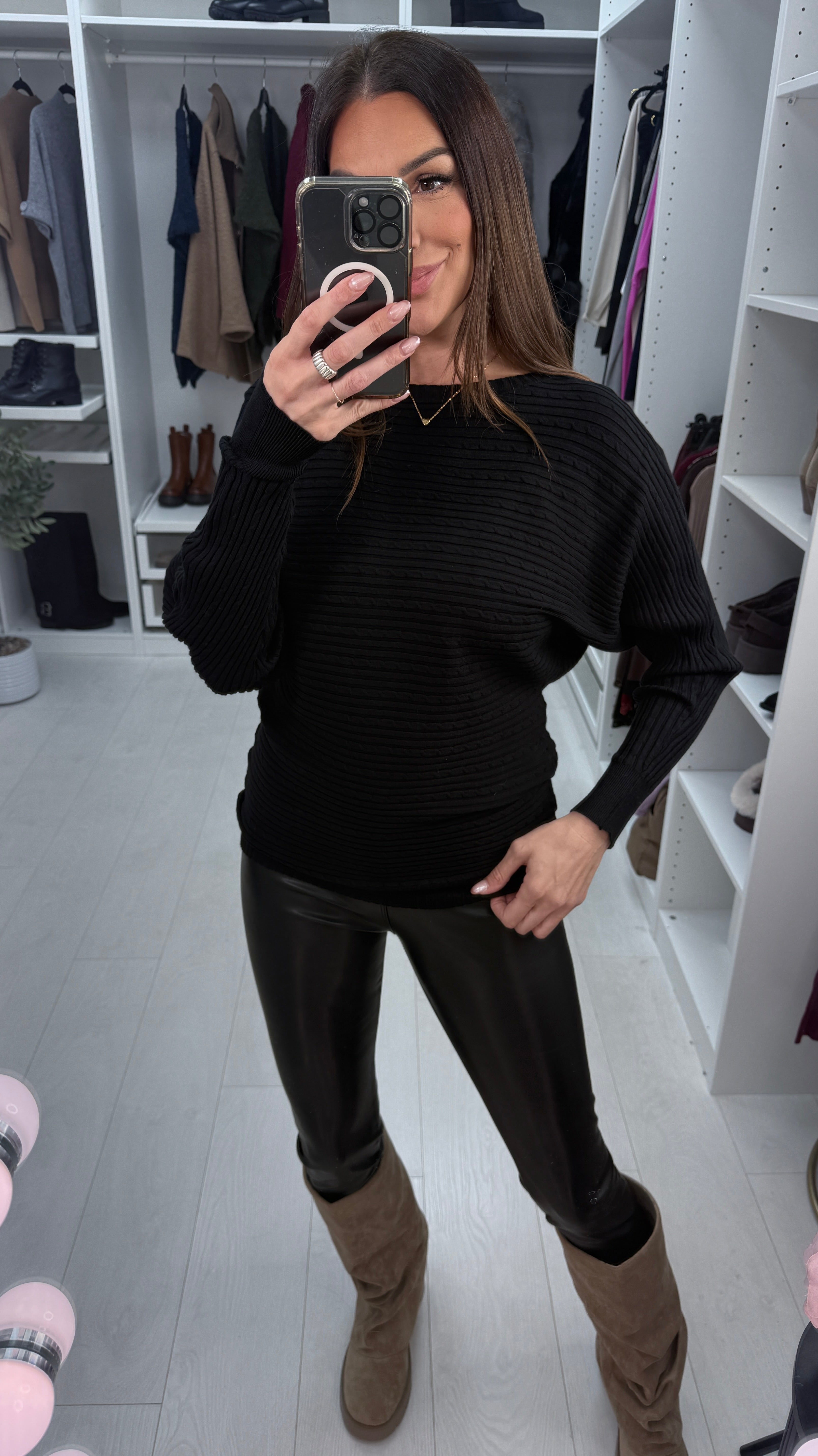 Rosana Plain Ribbed Batwing Jumper