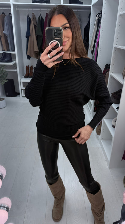 Rosana Plain Ribbed Batwing Jumper