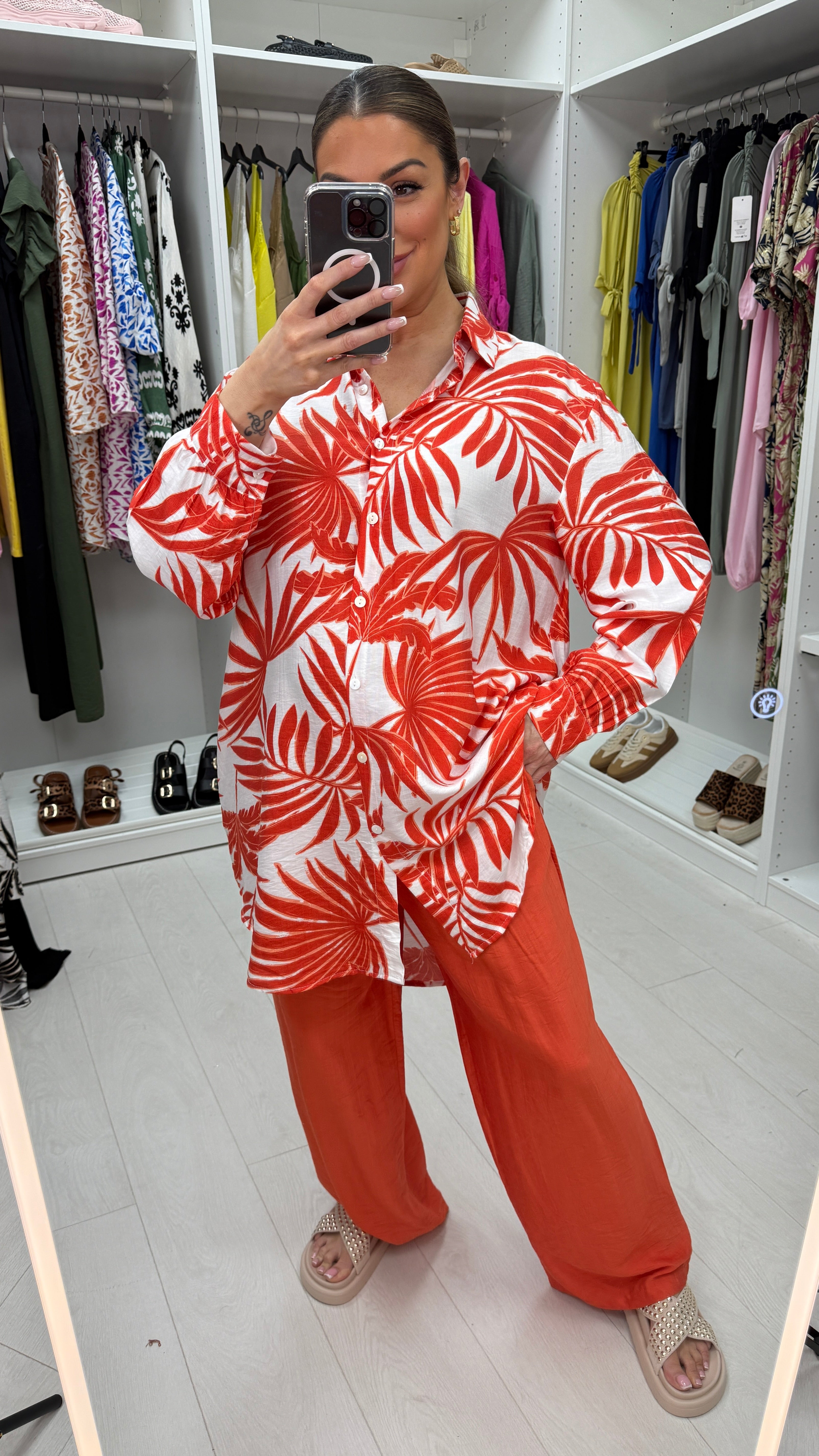 Nikita Palm Leaf Print Shirt Co-Ord Set