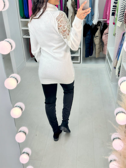 Layton White Roll Neck Knit Tunic