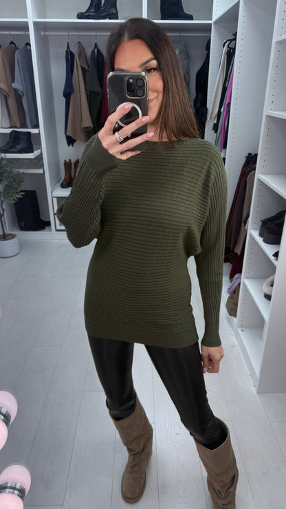Rosana Plain Ribbed Batwing Jumper