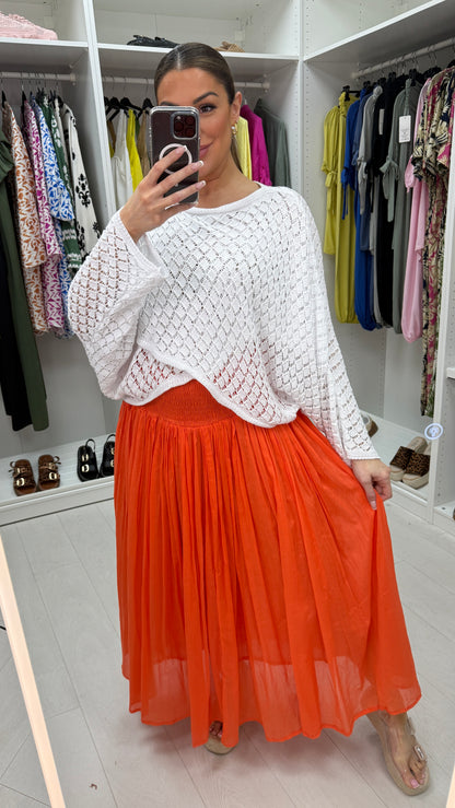 Stefanie Plain Elasticated High Waist Maxi Skirt