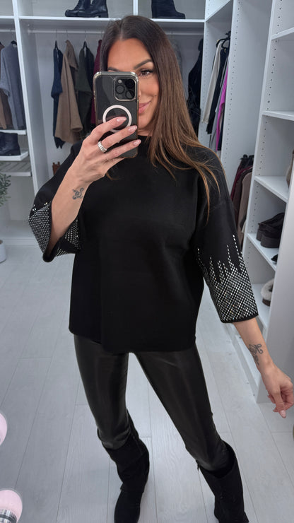 Abigail Embellished 3/4 Sleeve Knit Jumper