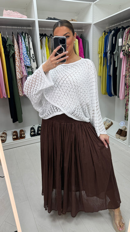 Stefanie Plain Elasticated High Waist Maxi Skirt