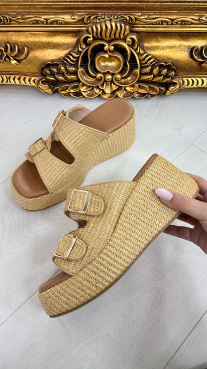 Kaiden Woven Platform Buckle Mules