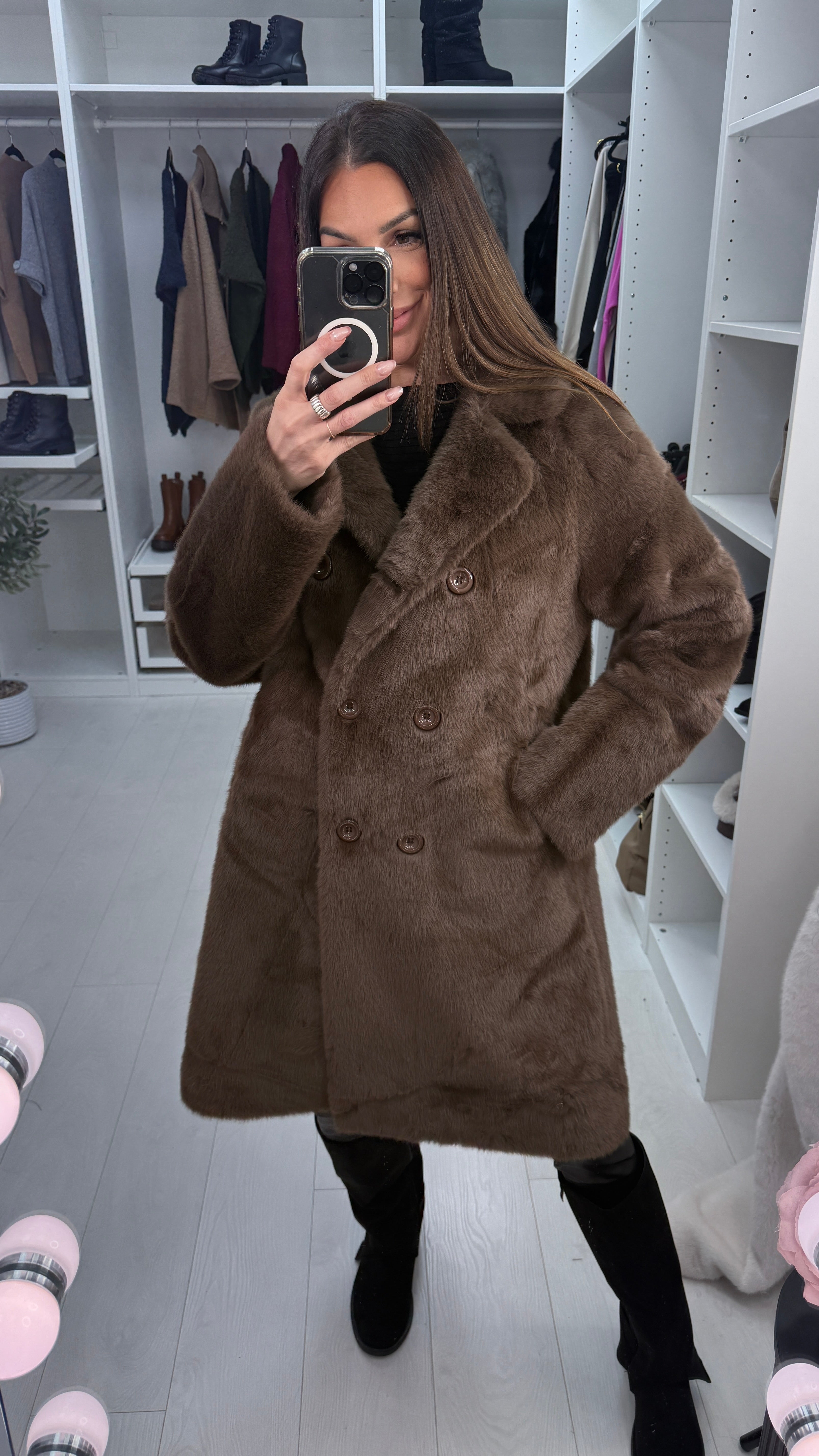 Venancio Faux Fur Longline Coat
