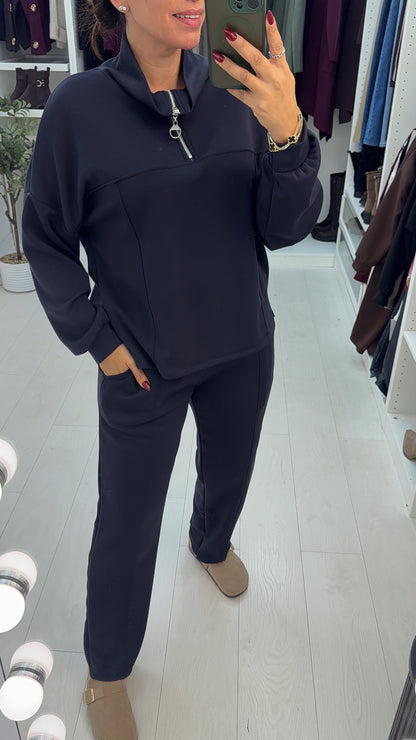 Tullah Plain Quarter Zip Loungewear Set