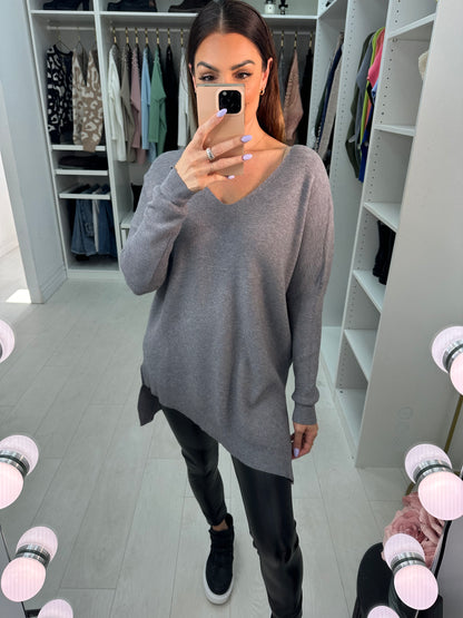 Lyric Asymmetric V Neck Jumper