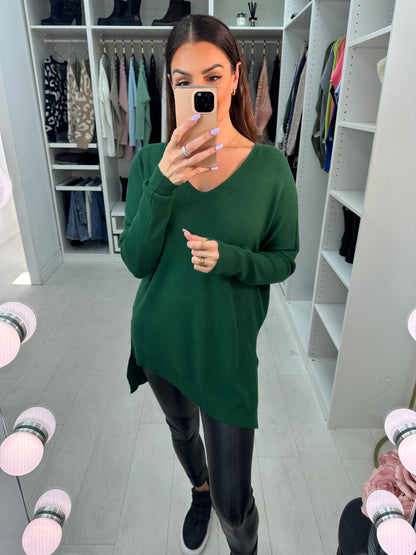 Lyric Asymmetric V Neck Jumper