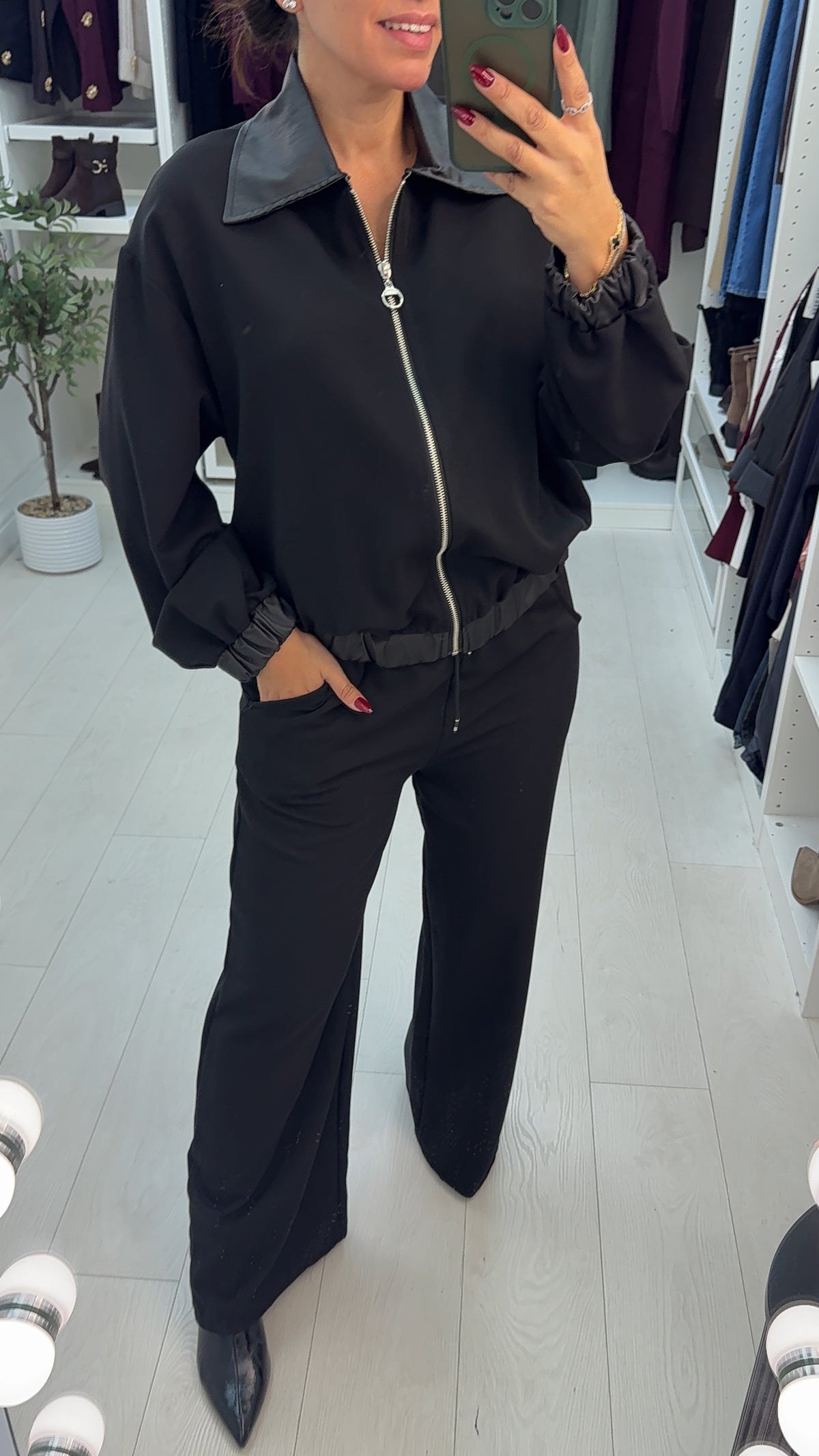 Nadene Faux Leather Detailed Bubble Hem Jacket