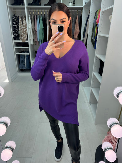 Lyric Asymmetric V Neck Jumper