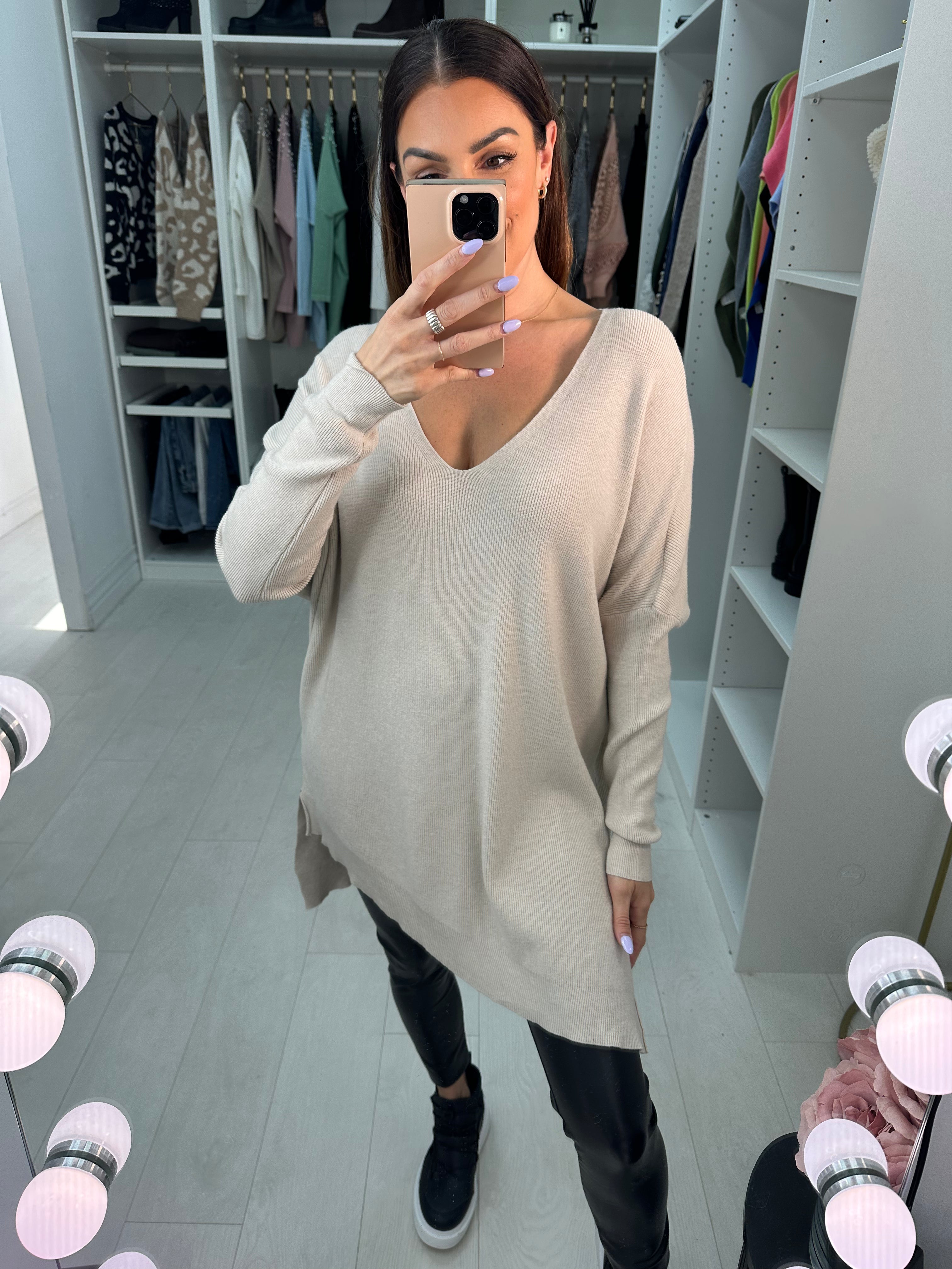 Lyric Asymmetric V Neck Jumper