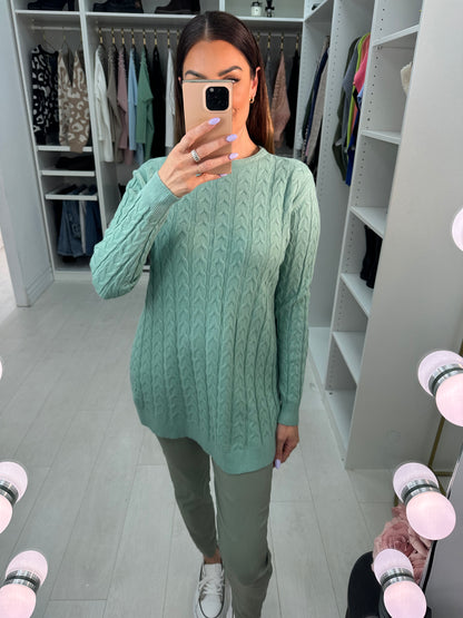 Genesis Curved Hem Cable Knit Jumper