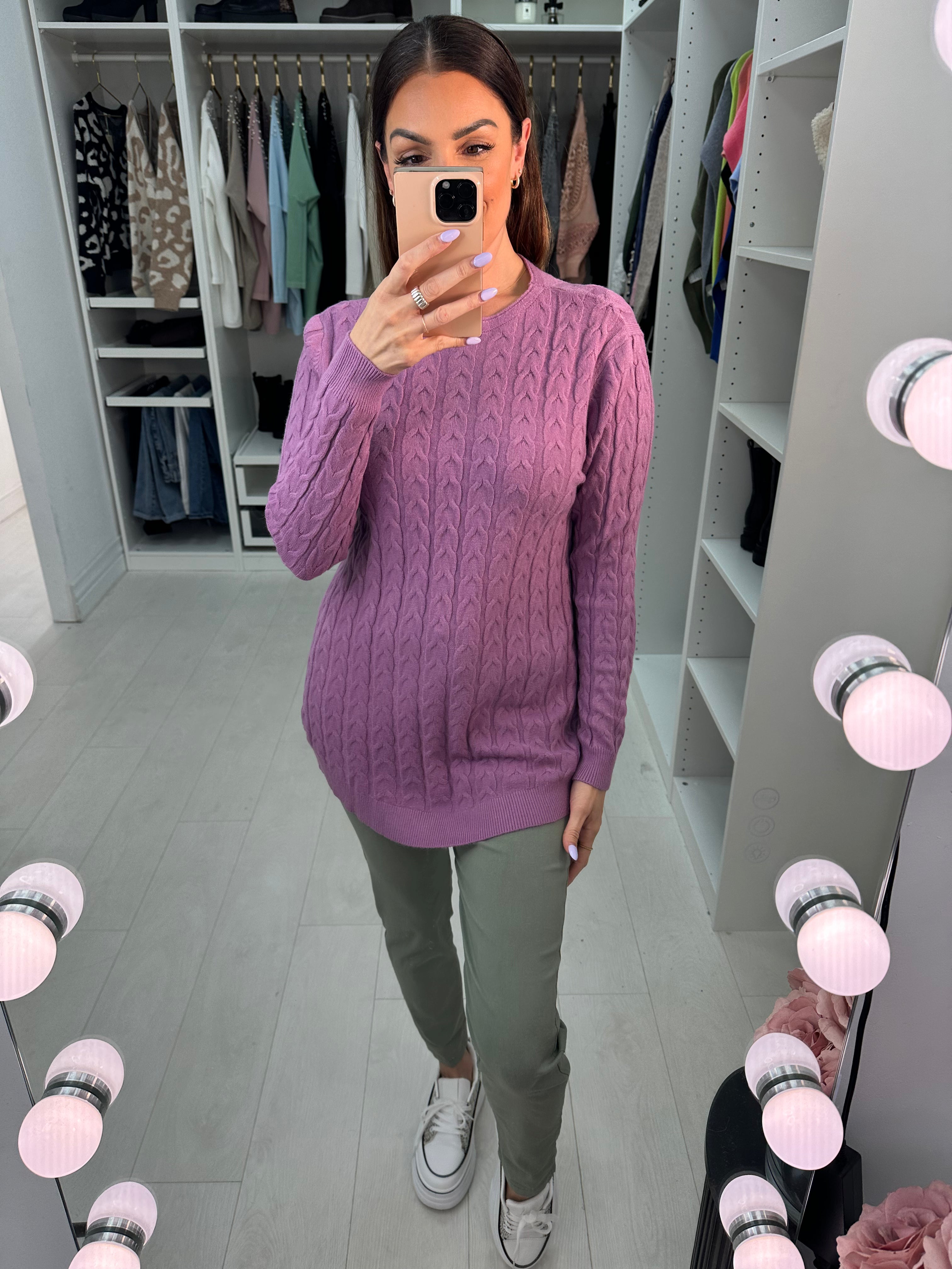 Genesis Curved Hem Cable Knit Jumper